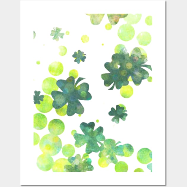 Lucky 4 Leafed Clovers Wall Art by designsbycreation